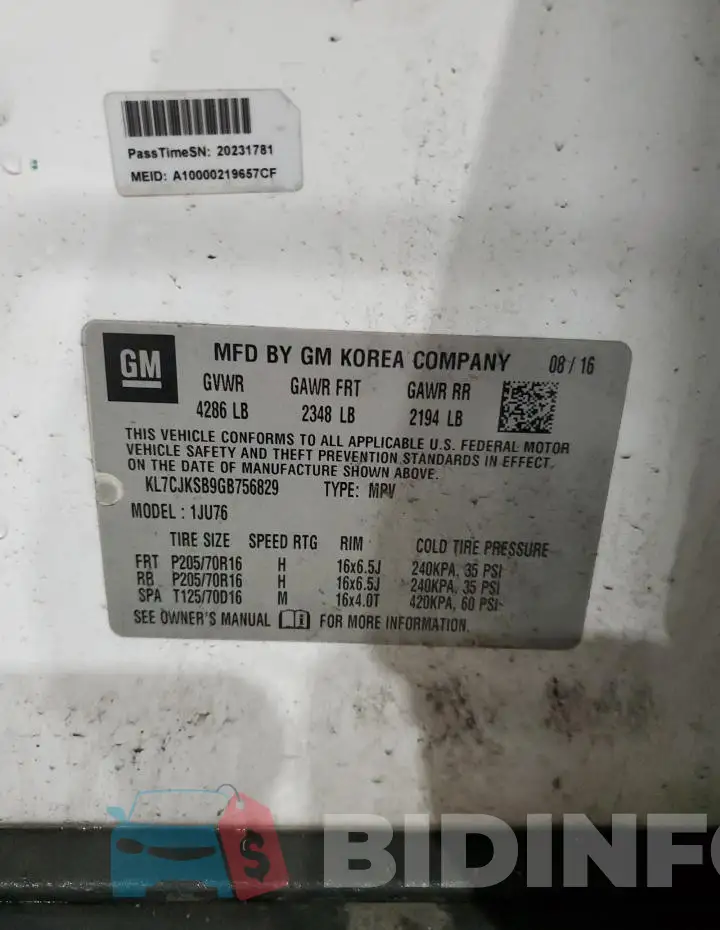 KL7CJKSB9GB756829 Photo# 13