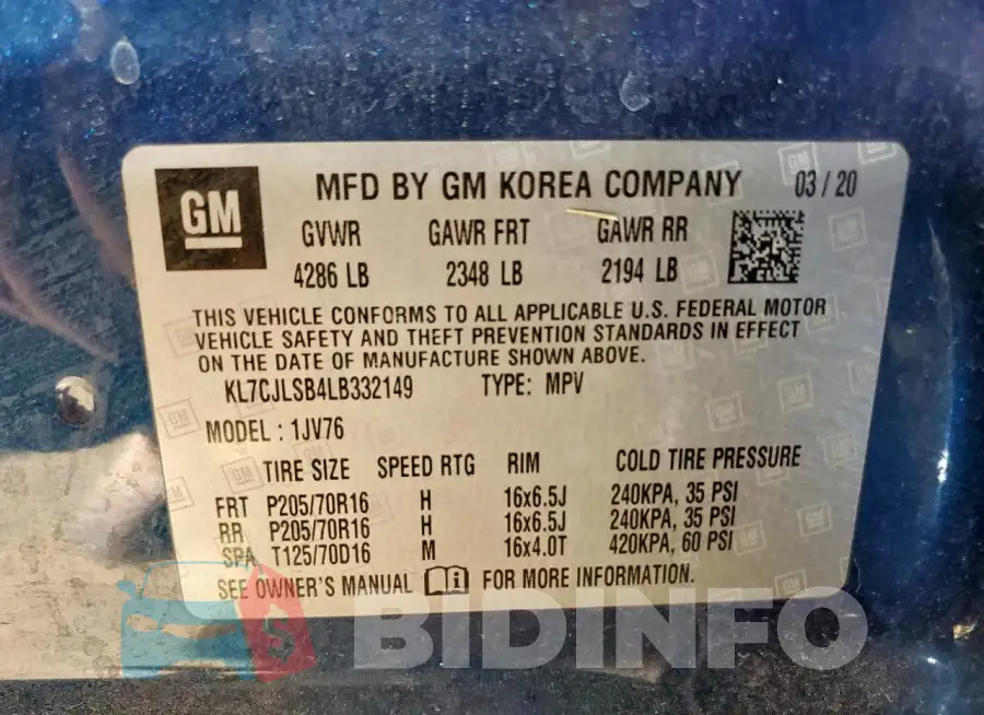 KL7CJLSB4LB332149 Photo# 12
