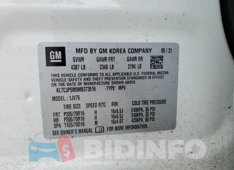 KL7CJPSM9MB373516 Photo# 13