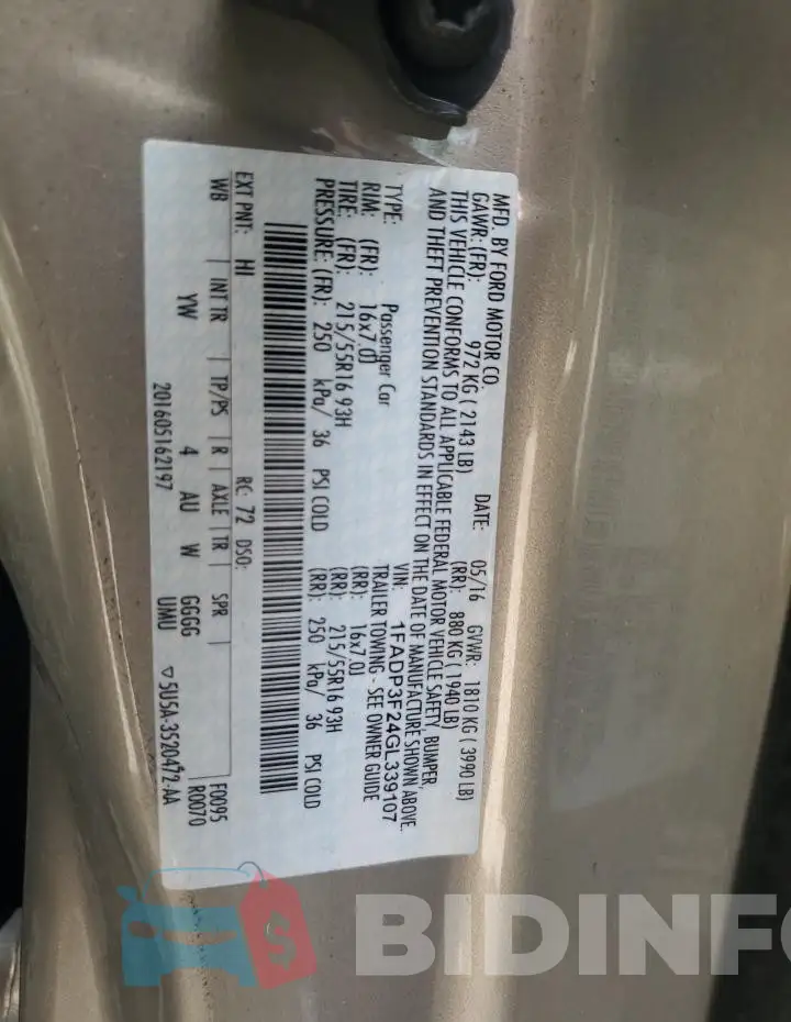 1FADP3F24GL339107 Photo# 12