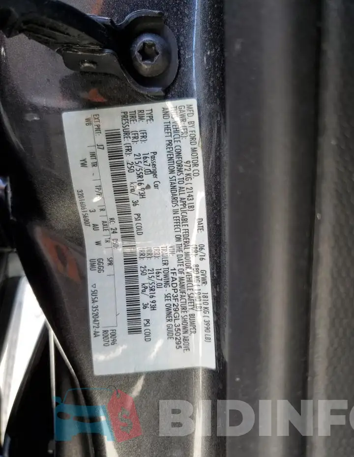 1FADP3F29GL350295 Photo# 12