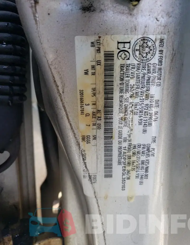 1FADP3FE8GL353103 Photo# 12