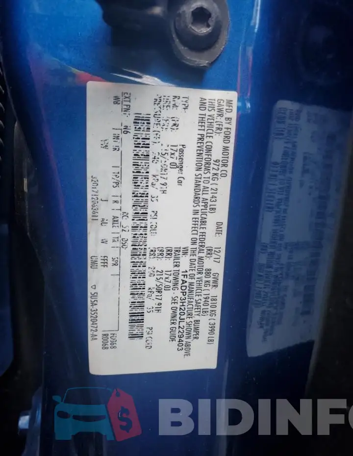1FADP3H20JL229403 Photo# 12
