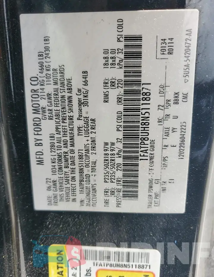 1FATP8UH8N5118871 Photo# 13