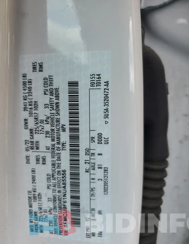 1FMCU9F61NUA85556 Photo# 13