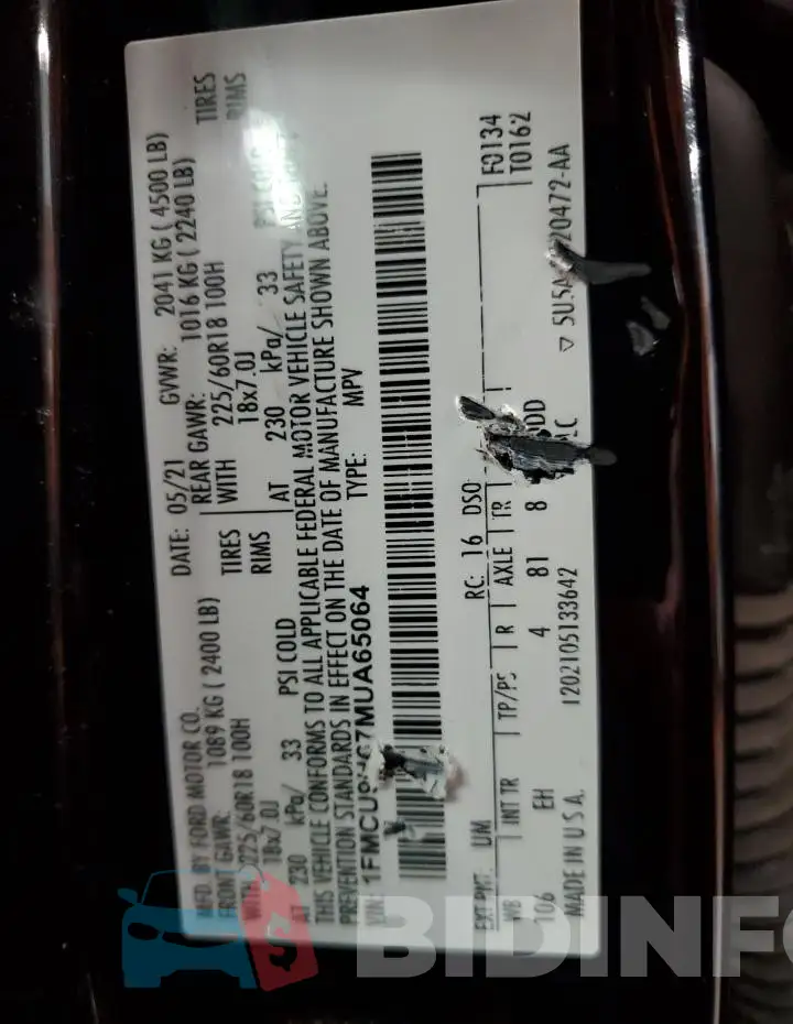 1FMCU9H67MUA65064 Photo# 13