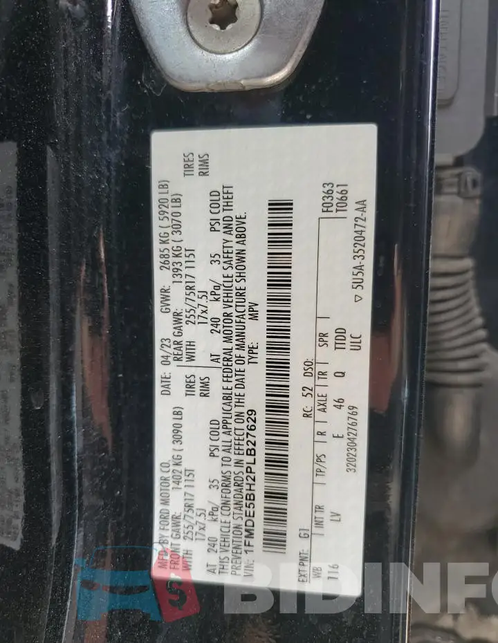 1FMDE5BH2PLB27629 Photo# 13