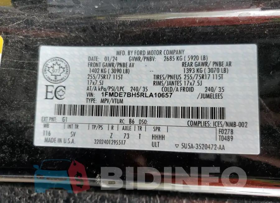 1FMDE7BH5RLA10657 Photo# 14