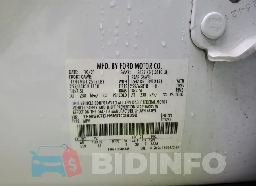 1FMSK7DH5MGC39399 Photo# 14