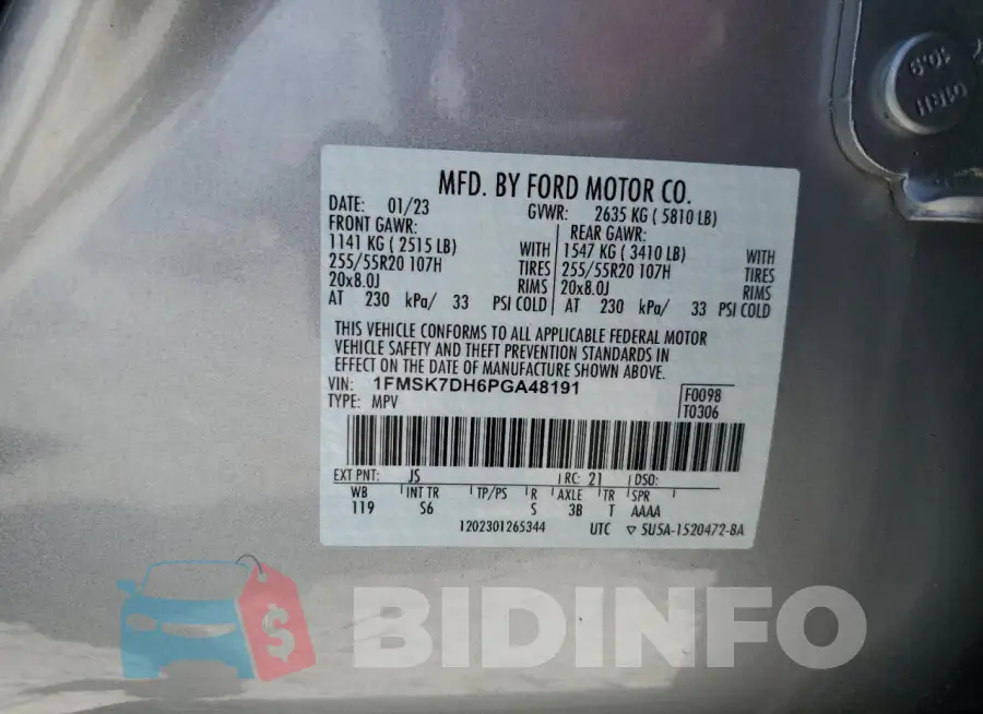 1FMSK7DH6PGA48191 Photo# 12