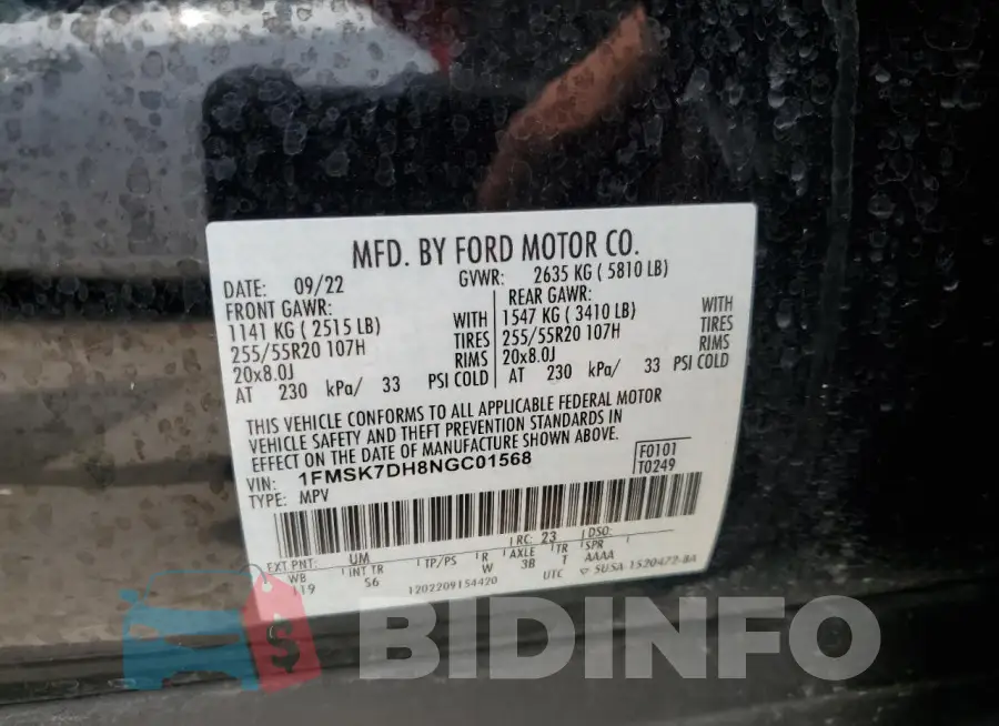 1FMSK7DH8NGC01568 Photo# 13
