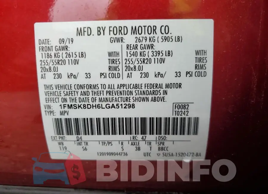 1FMSK8DH6LGA51298 Photo# 13