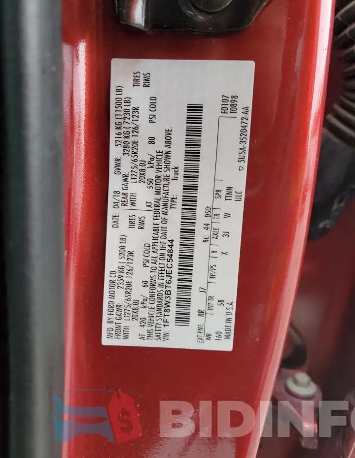 1FT8W3BT6JEC54844 Photo# 12