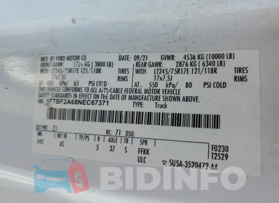 1FTBF2A68NEC67371 Photo# 12