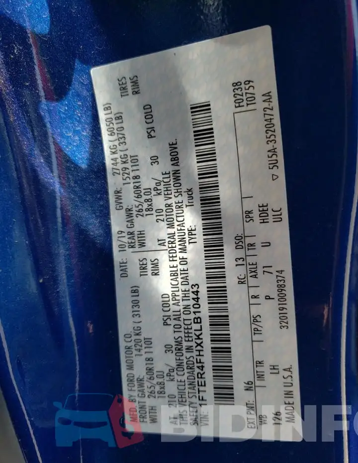 1FTER4FHXKLB10443 Photo# 12