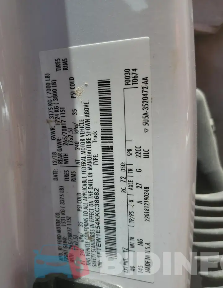 1FTEW1E54KKC38682 Photo# 12