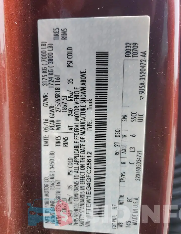 1FTEW1EG4GFC25612 Photo# 12