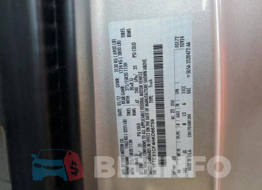 1FTEX1CF4HKD66759 Photo# 12