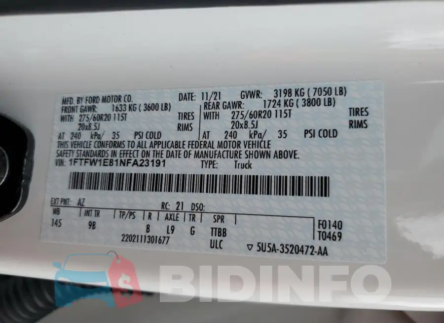 1FTFW1E81NFA23191 Photo# 12