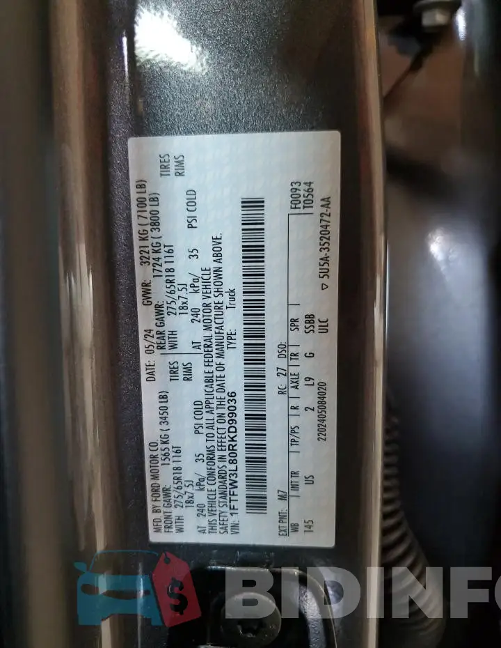 1FTFW3L80RKD99036 Photo# 12