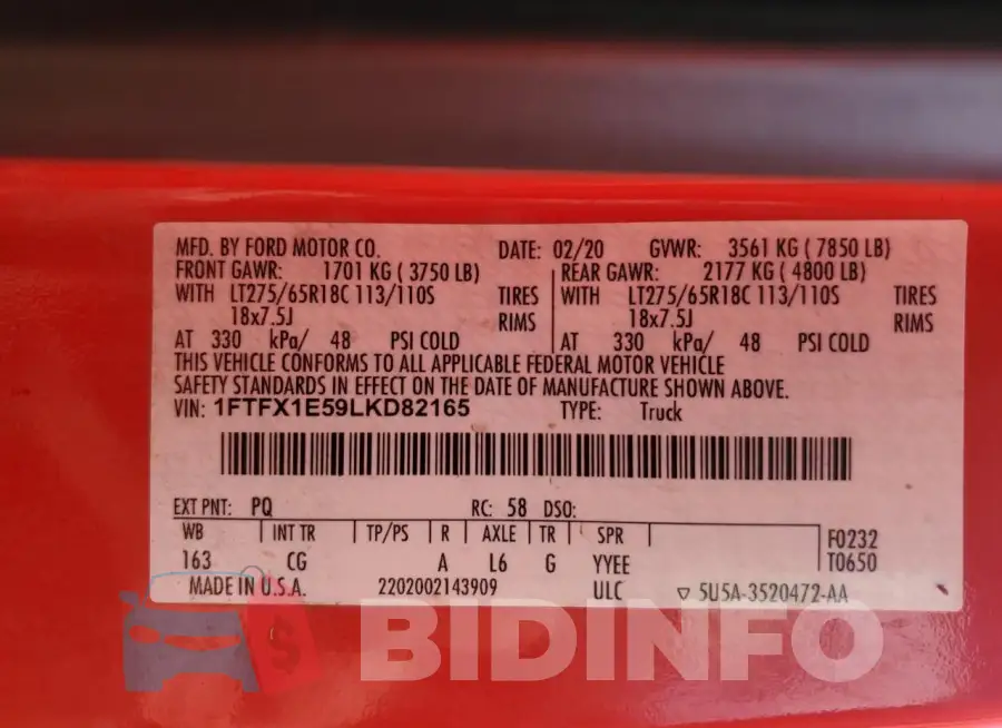 1FTFX1E59LKD82165 Photo# 12