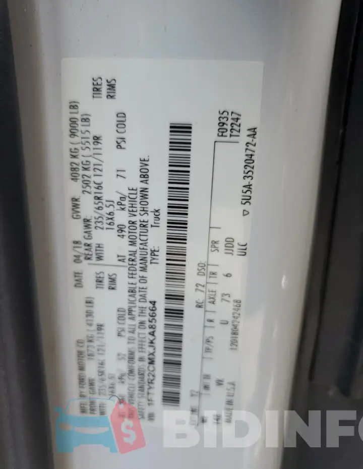 1FTYR2CMXJKA85664 Photo# 13