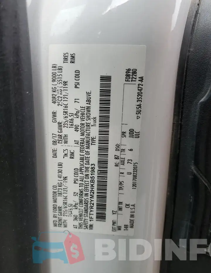 1FTYR2YM2HKB51983 Photo# 13