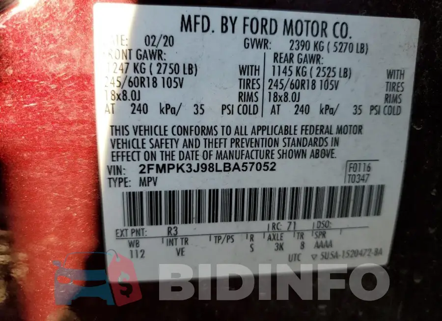 2FMPK3J98LBA57052 Photo# 13