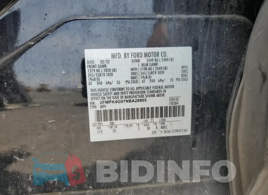 2FMPK4G97NBA28805 Photo# 13