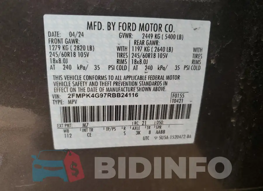2FMPK4G97RBB24116 Photo# 13