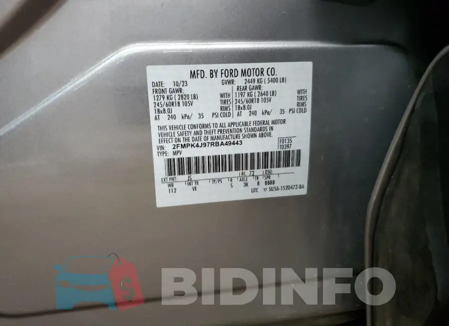 2FMPK4J97RBA49443 Photo# 12