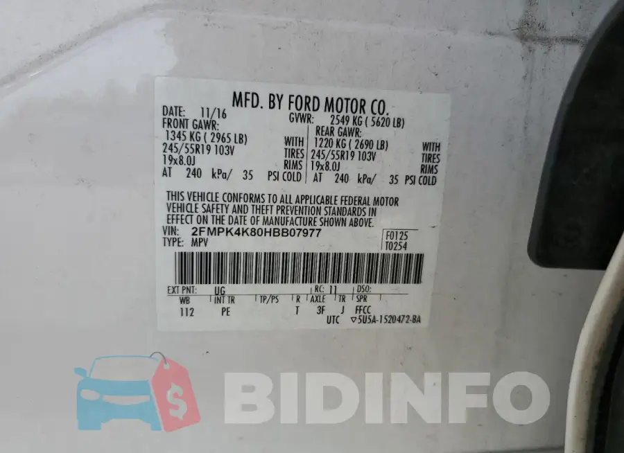 2FMPK4K80HBB07977 Photo# 13