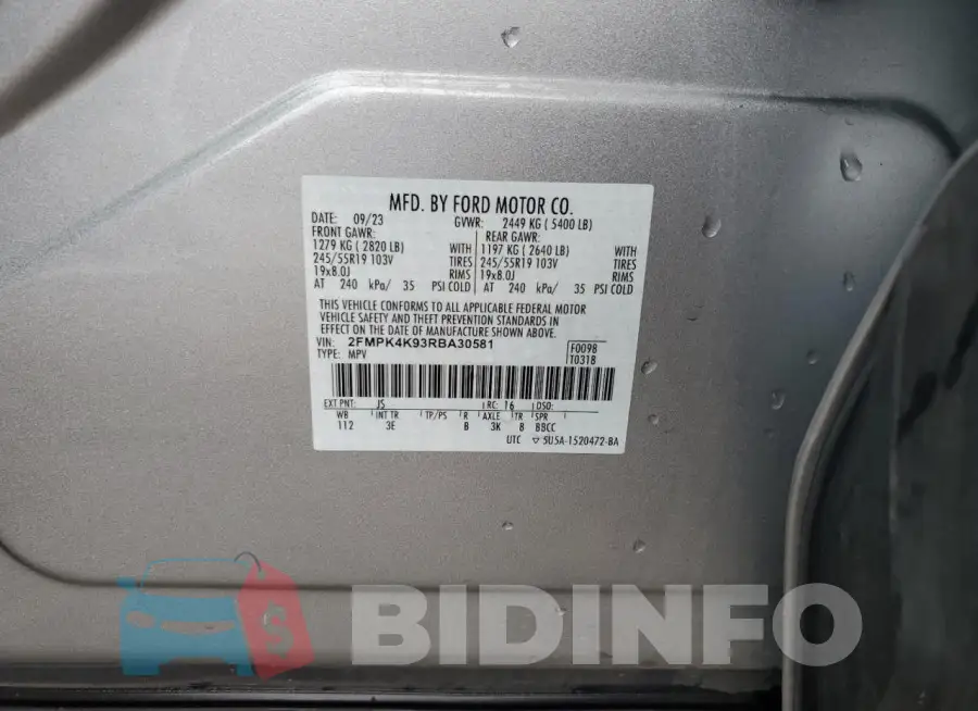 2FMPK4K93RBA30581 Photo# 13
