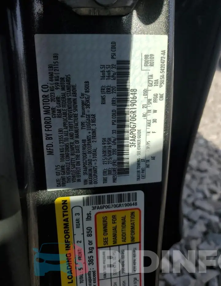 3FA6P0G70GR190648 Photo# 12