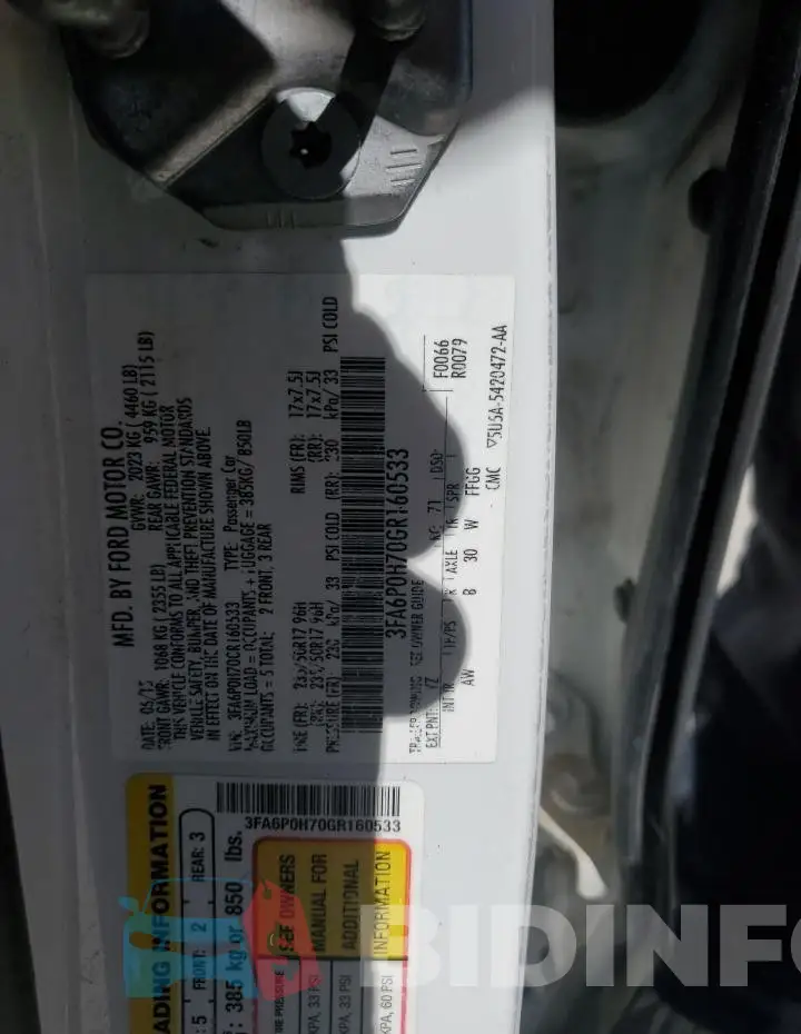 3FA6P0H70GR160533 Photo# 12