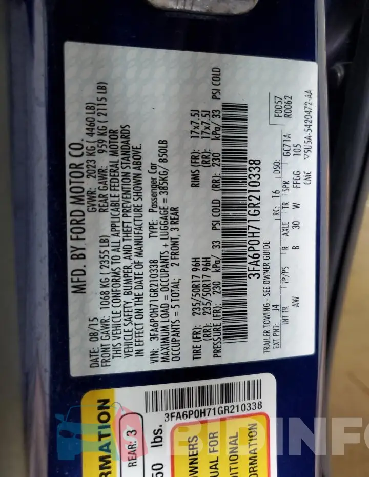 3FA6P0H71GR210338 Photo# 12