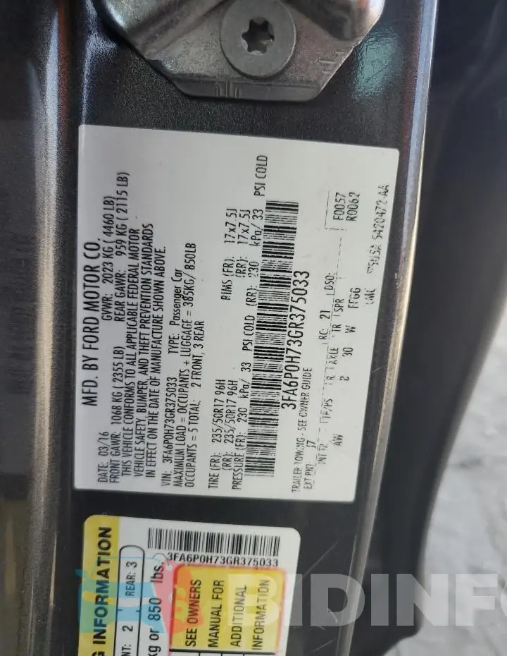 3FA6P0H73GR375033 Photo# 12