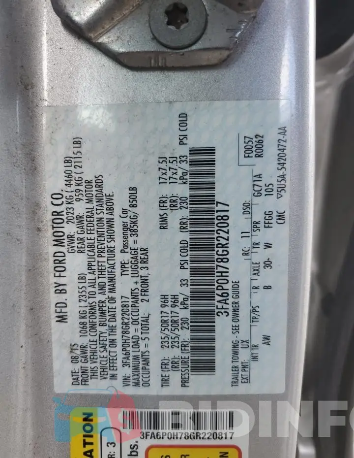 3FA6P0H78GR220817 Photo# 12