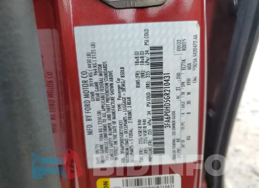 3FA6P0HD5GR210431 Photo# 12