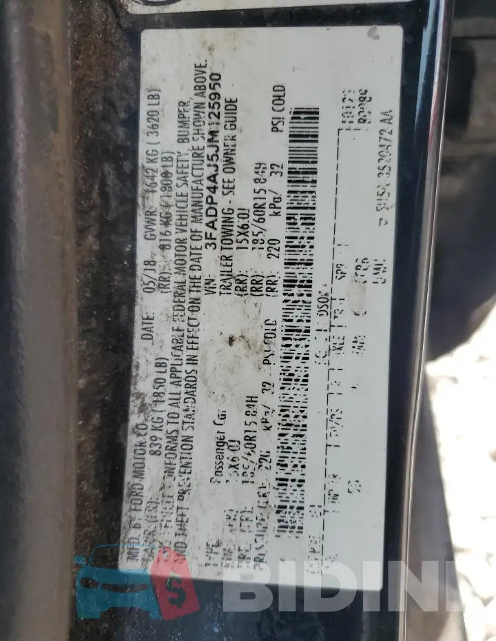 3FADP4AJ5JM125950 Photo# 12