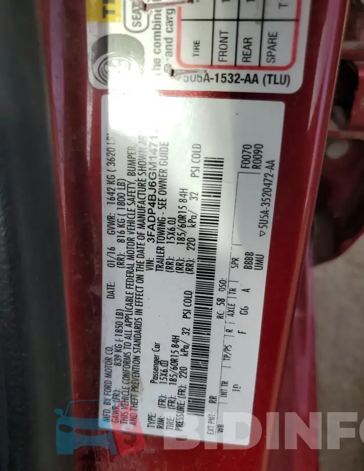 3FADP4BJ6GM147107 Photo# 12