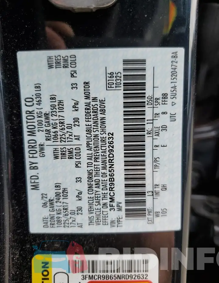 3FMCR9B65NRD92632 Photo# 13