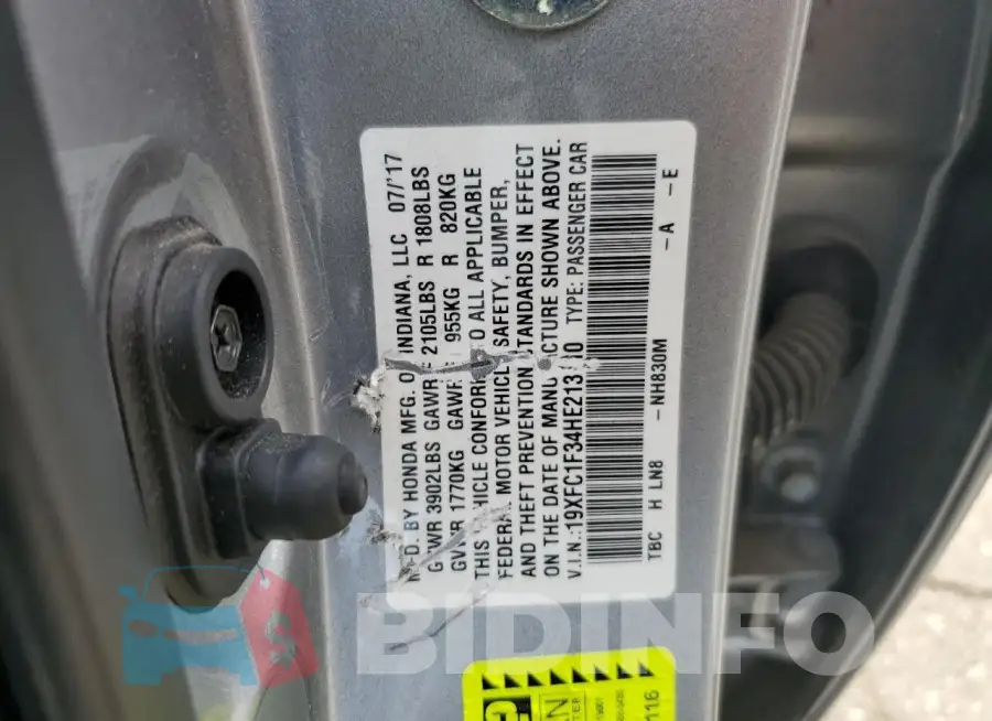 19XFC1F34HE213710 Photo# 12