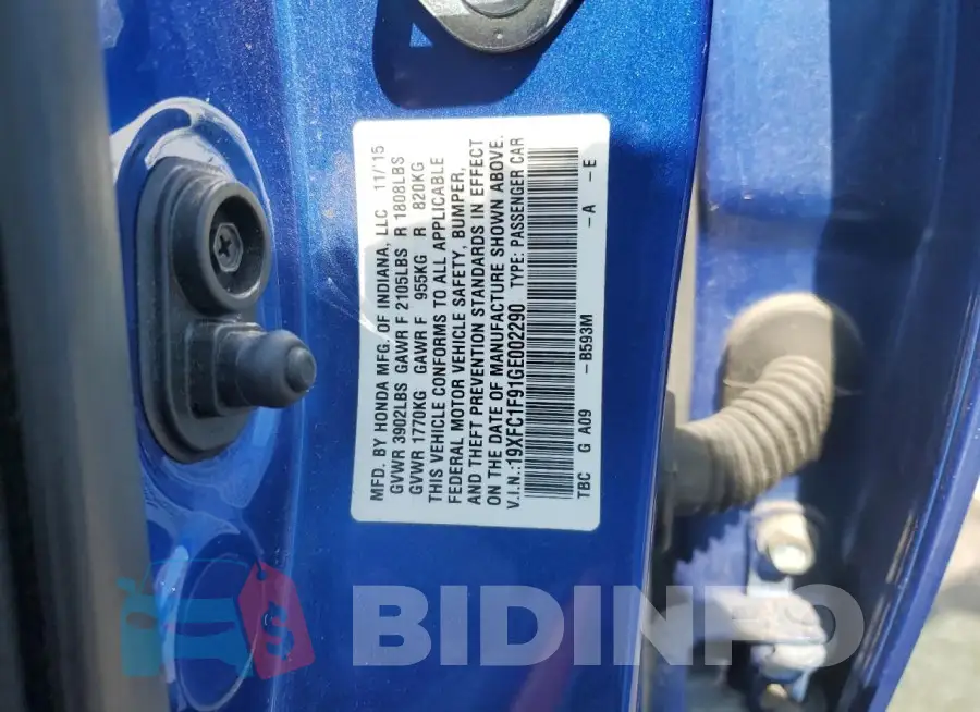19XFC1F91GE002290 Photo# 13