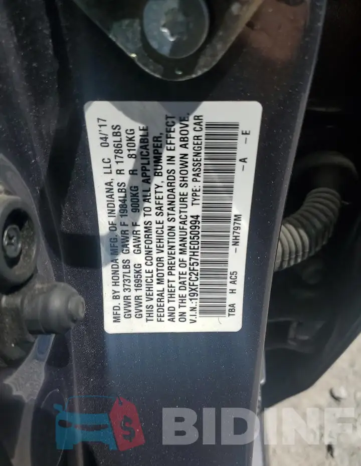 19XFC2F57HE050994 Photo# 12