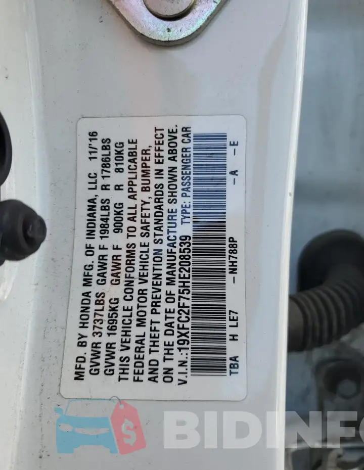 19XFC2F75HE208539 Photo# 13