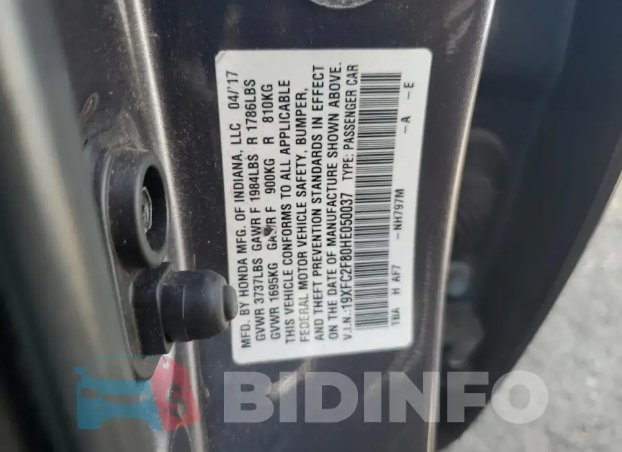 19XFC2F80HE050037 Photo# 12