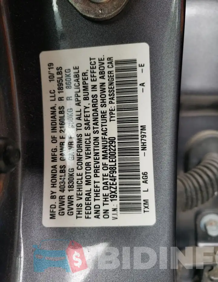 19XZE4F98LE002290 Photo# 12