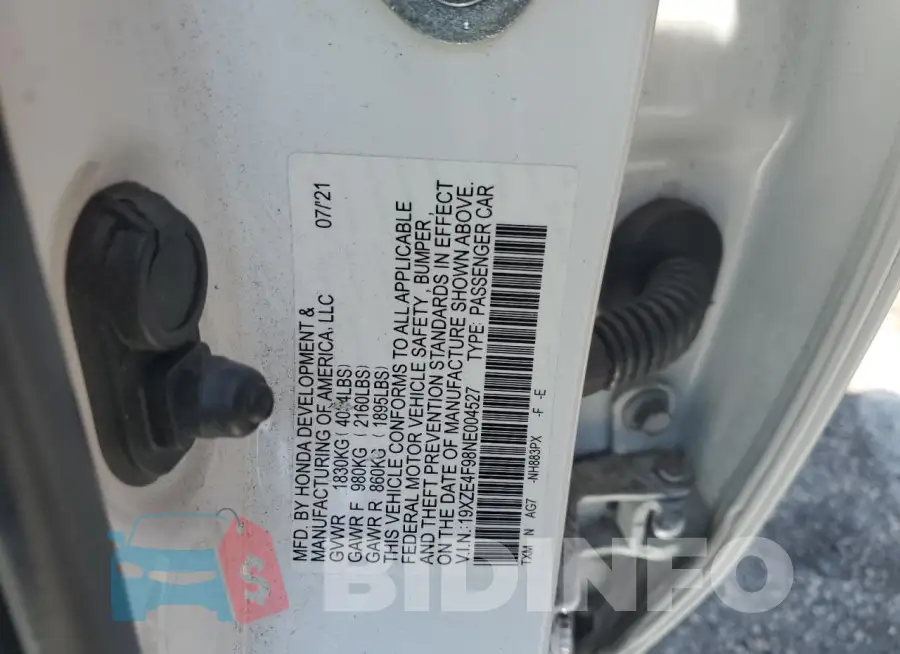 19XZE4F98NE004527 Photo# 12
