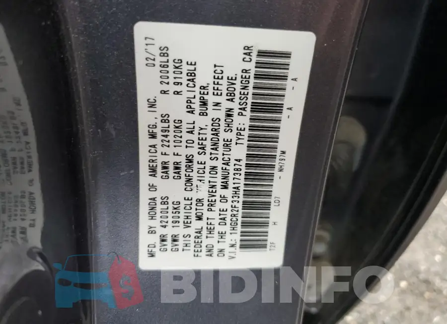 1HGCR2F33HA173874 Photo# 12
